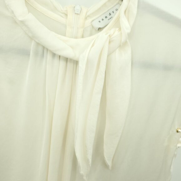 Sandro Sandro Paris Courbe Studded Blouse Top 6US/2/M White Cotton - Picture 6 of 14